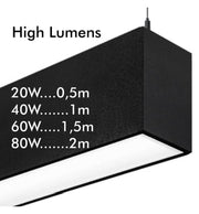 MUNICH LED Pendant Light Black 0.5m 1m 1.5m 2m - Lighting - Linear Lights
