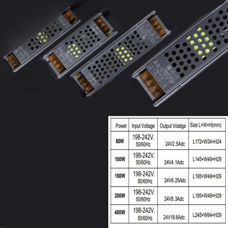 Power Supply 24V 400W 16.6A - Aluminium IP20 - Power Supply