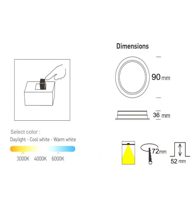 12W,8W,5W LED Downlight Round OSRAM CHIP CCT UGR17