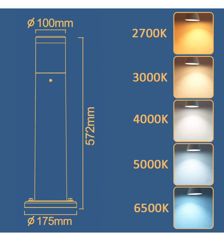 9W Circular LED Bollard 5CCT IP65 57cm