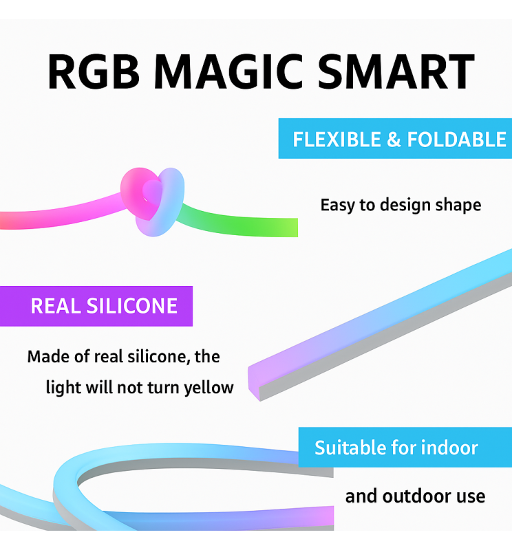 LED Neon Flex - RGB MAGIC SMART - Pack 5M IP67 - Remote Control + APP
