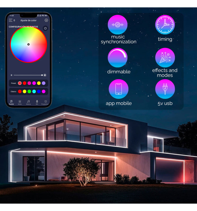 LED Neon Flex - RGB MAGIC SMART - Pack 5M IP67 - Remote Control + APP