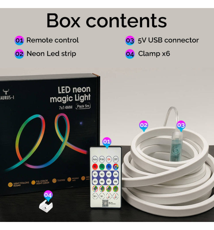 LED Neon Flex - RGB MAGIC SMART - Pack 5M IP67 - Remote Control + APP