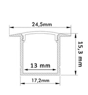 Recessed Aluminum Profile 2m in White or Black for LED Strip - Aluminium profile