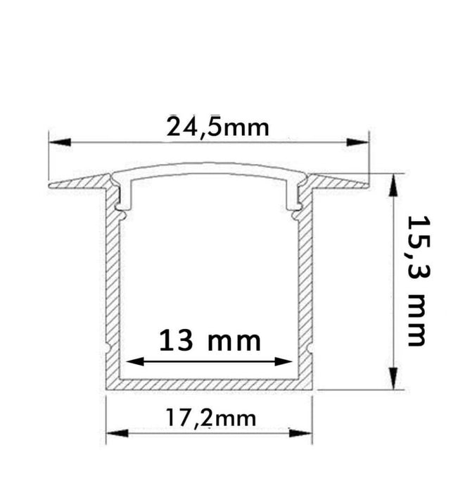 2 Meters Aluminum Profile White & Black LED Strip - Recessed