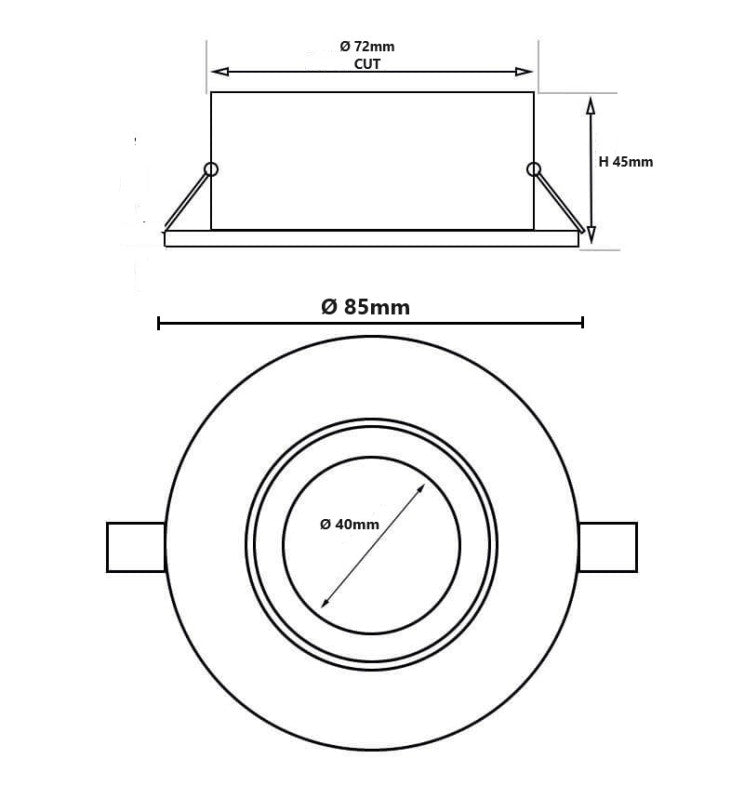 Recessed Round Downlight Ring in Black for GU10 MR16 LED Bulb - Lighting Fixtures - Downlights