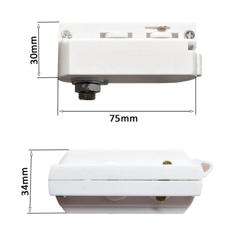 Single Phase Rail Adapter Connector in White - LED Accessories