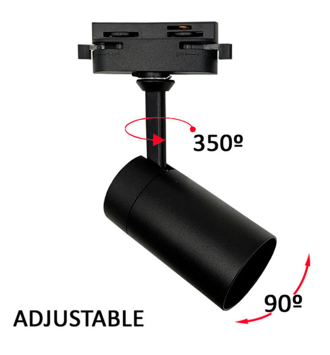 8W Single-phase Track Light with GU10 LED bulb - BLACK - TRIAC Dimmable