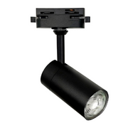 8W Dimmable Single Phase Track Light Black with GU10 LED Bulb - 4000K - LED Tracking Light