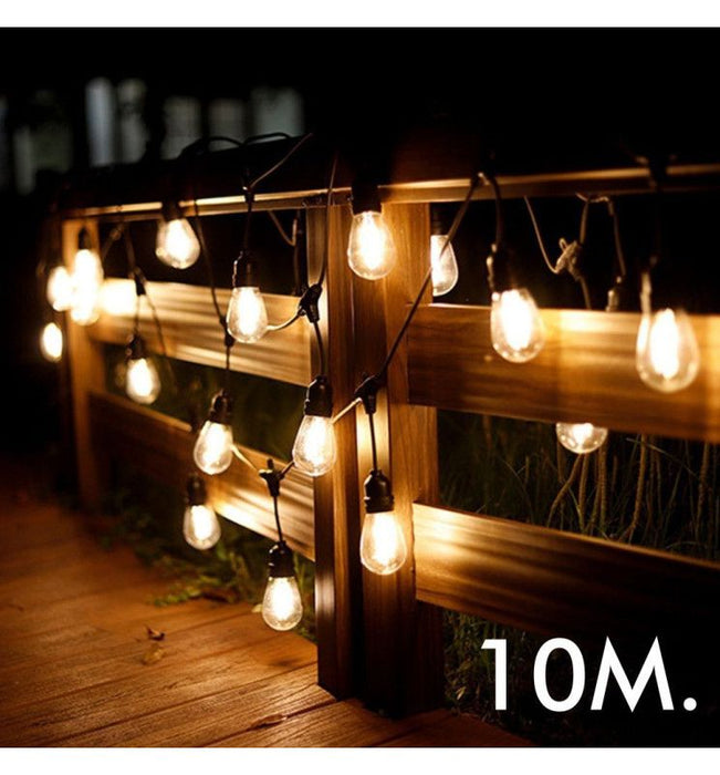 10 Meters LED Solar String Light with 10x E27 Bulbs & Remote Control