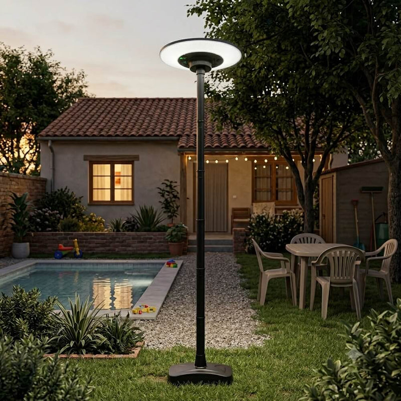 Solar LED Garden Light with 2.5m Pole 3CCT 1800Lm PIR Sensor & Remote Control IP65