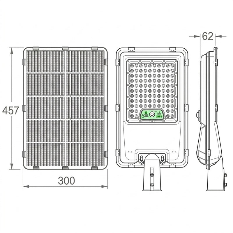 Solar LED Street Light 4800Lm with PIR Sensor & Remote Control 6500K IP65