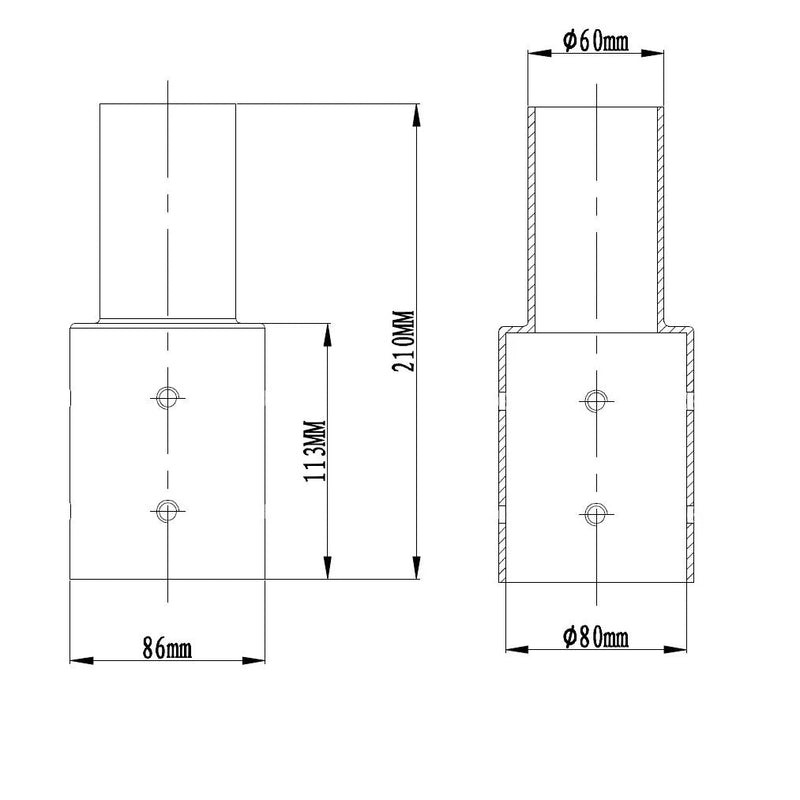 Street Light Pole Spigot Adapter 80mm to 60mm - Lighting Accessories - Accessories