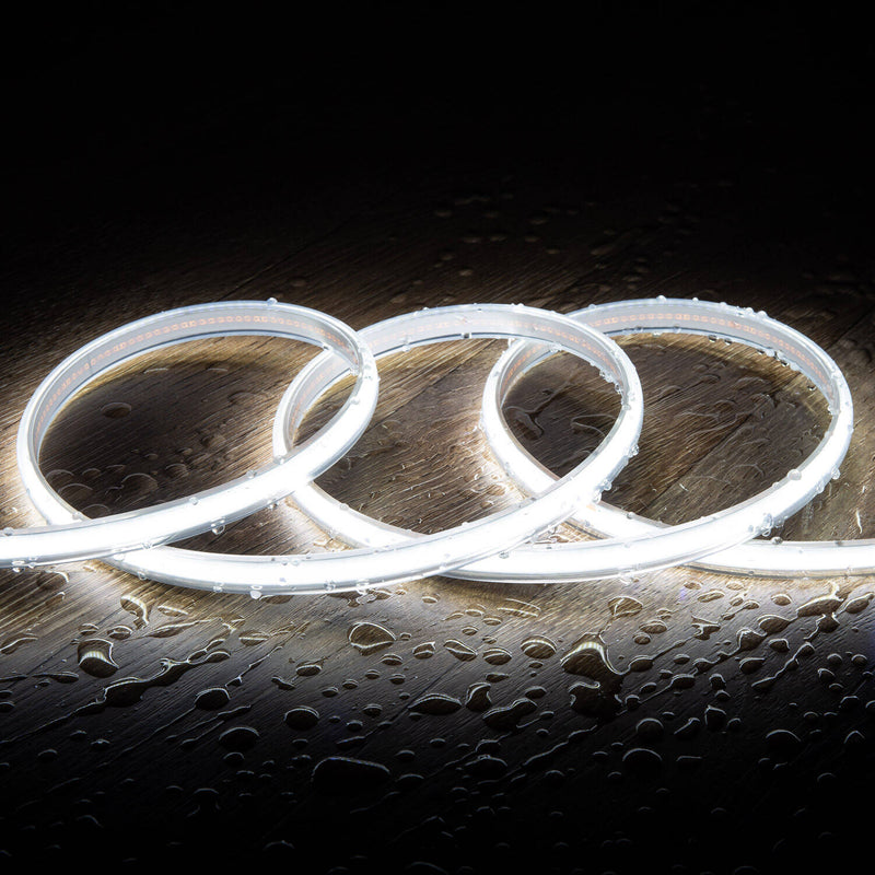 220-240V AC 8W/M Dimmable LED COB Strip Light 720Lm/M IP65 50m