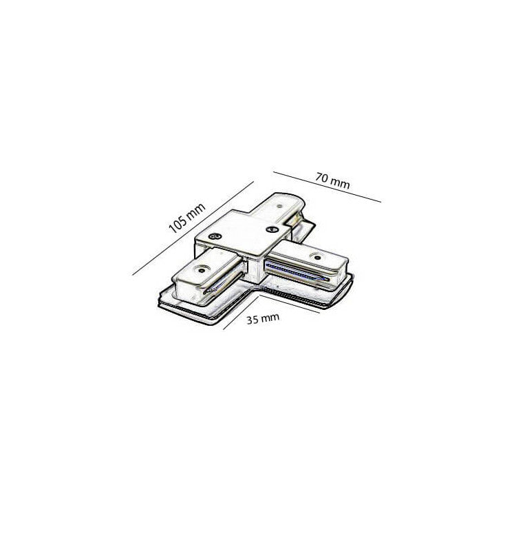 T-shaped Connector Black for Single Phase REINFORCED LED Track - Tracklights Rail