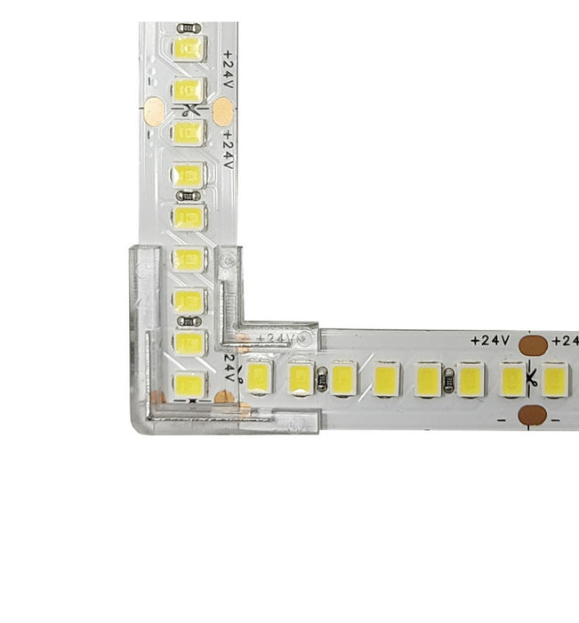 Transparent union L connector for LED strips COB SMD 10mm IP20