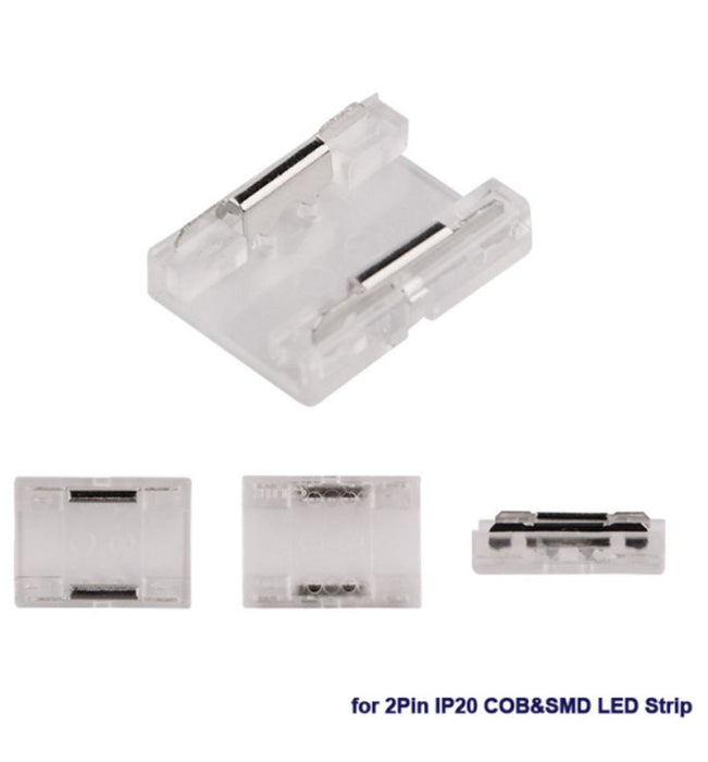 Transparent union connector for LED strips COB SMD 10mm IP20