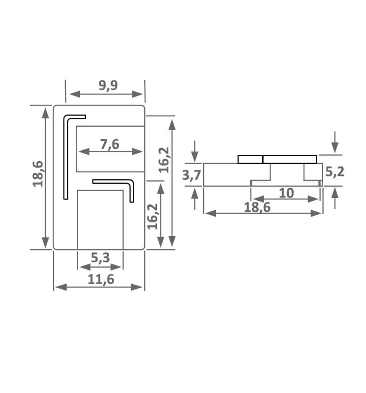 Transparent Union L Connector for COB + SMD LED Strips 8mm - 10mm IP20