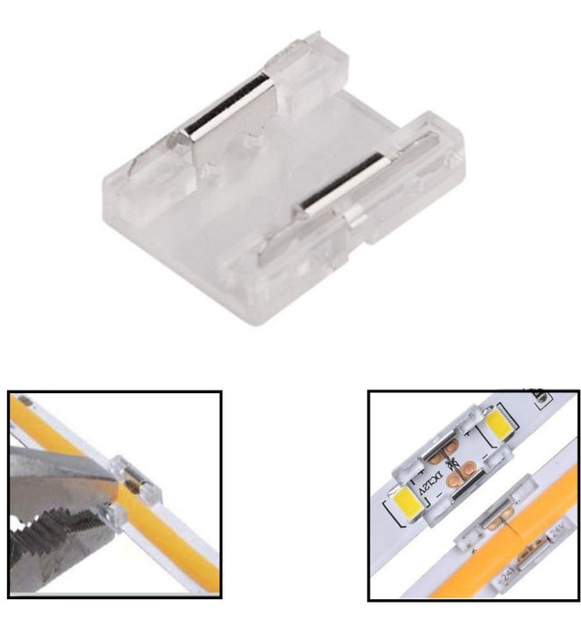 Transparent union connector for LED strips COB SMD 10mm IP20