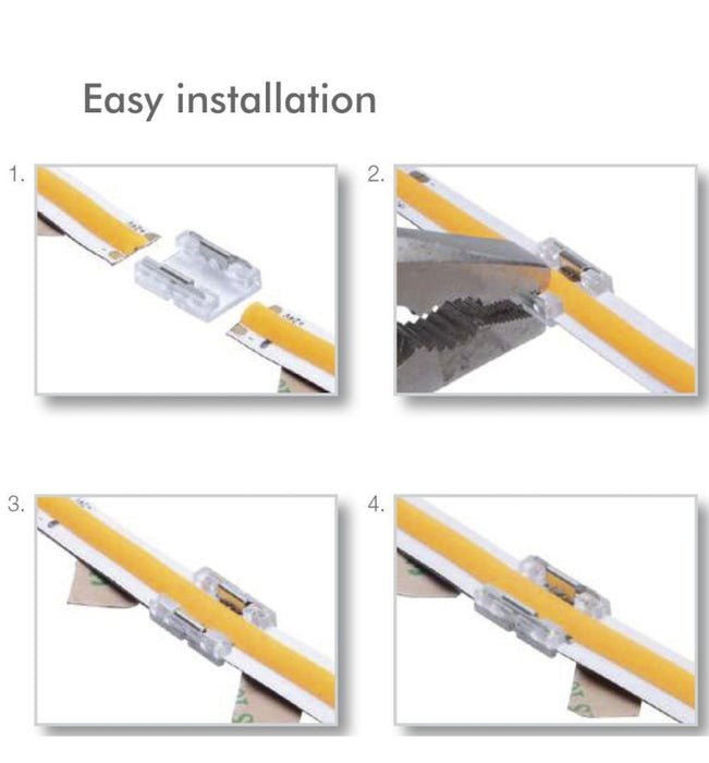 Transparent union connector for LED strips COB SMD 10mm IP20