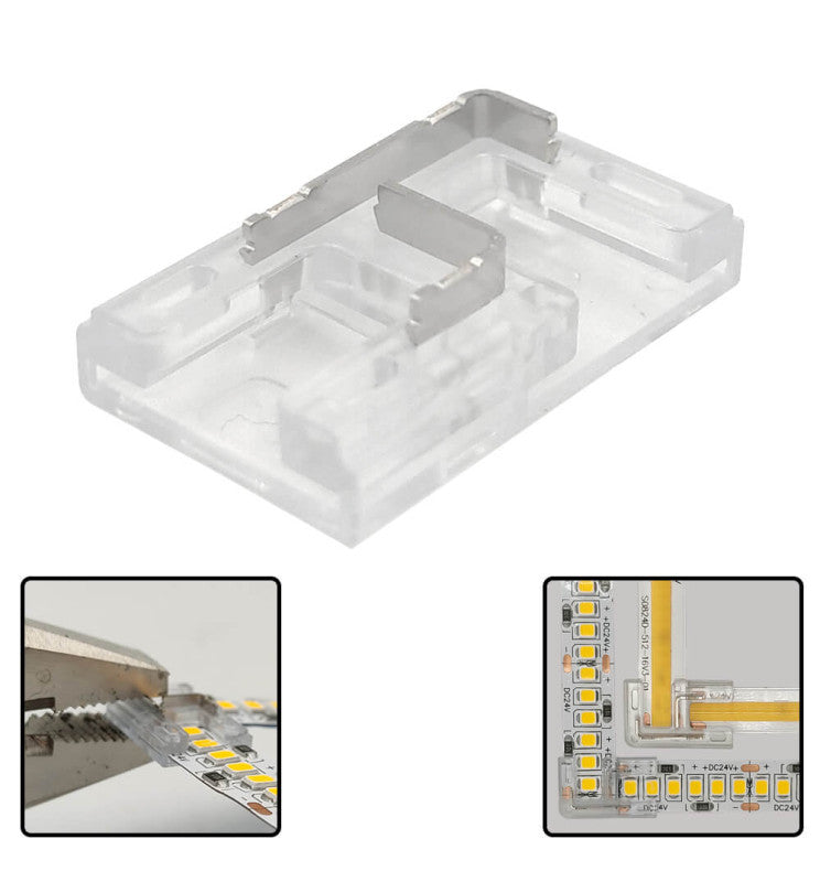 Transparent Union L Connector for COB + SMD LED Strips 8mm - 10mm IP20 - Electronics Component Connectors - Accessories