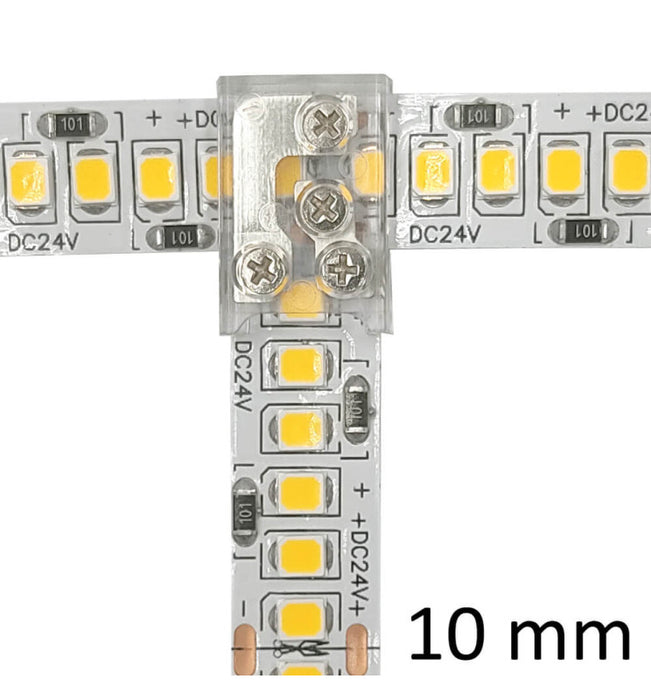 Transparent union L&T connector for LED strips COB SMD 10mm IP20