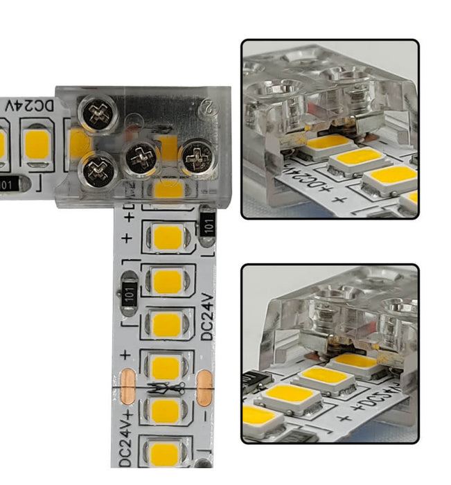 Transparent union L&T connector for LED strips COB SMD 10mm IP20