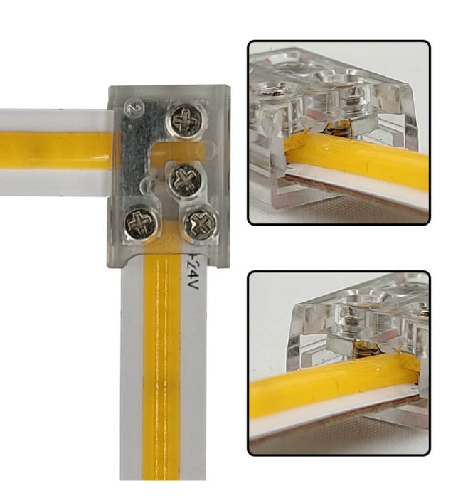 Transparent union L&T connector for LED strips COB SMD 10mm IP20