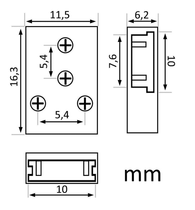 Transparent union L&T connector for LED strips COB SMD 10mm IP20