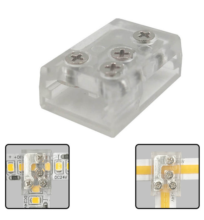 Transparent union L&T connector for LED strips COB SMD 10mm IP20