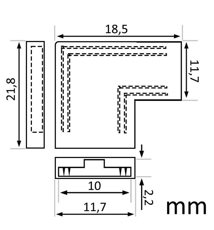 Union Connector L for COB LED Strips RGB 10mm IP20 - LED Strip Connector