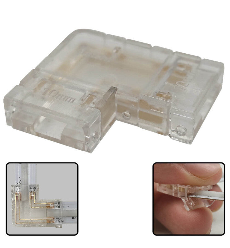 Union Connector L for COB LED Strips RGB 10mm IP20 - LED Strip Connector