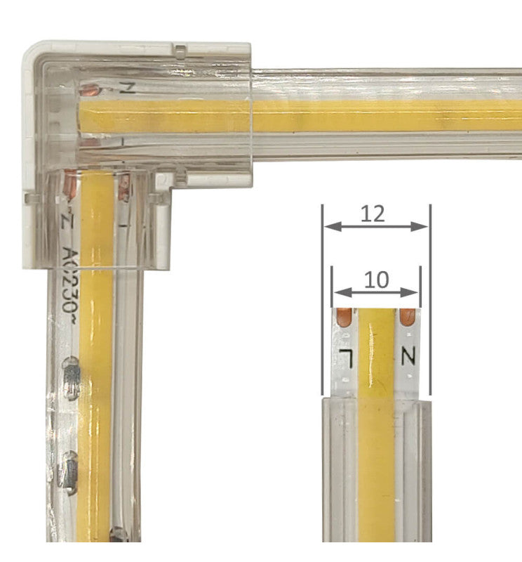 Union L Connector for COB - SMD LED Strips 10mm IP65 - Electronics Component Connectors - Accessories