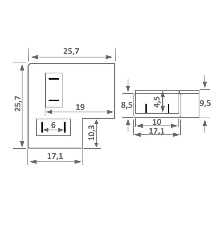 Union L Connector for COB - SMD LED Strips 10mm IP65 - Electronics Component Connectors - Accessories