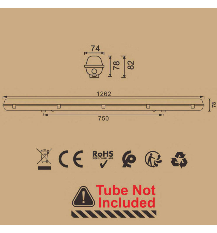 Waterproof Housing for LED Tube 120cm