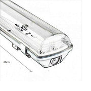 Waterproof LED Tube Light Fitting for 2 LED Tubes 60cm - Ceiling Light Fixtures - Battens