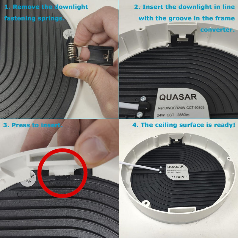 Recessed Frame Converter White for 8W QUASAR LED Downlight - LED Accessories